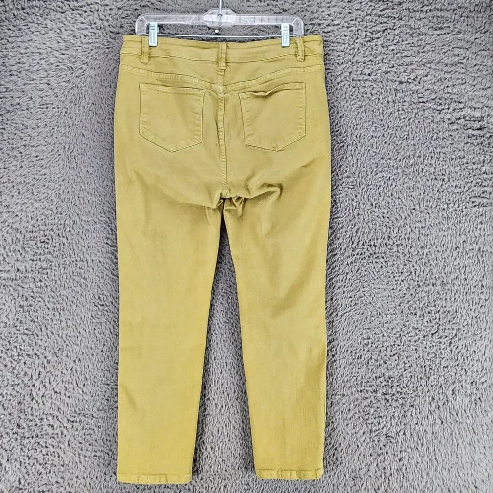 Soft Surroundings Jeans Womens Medium Petite Green Stretch Mid Straight *GUC* - Picture 7 of 11